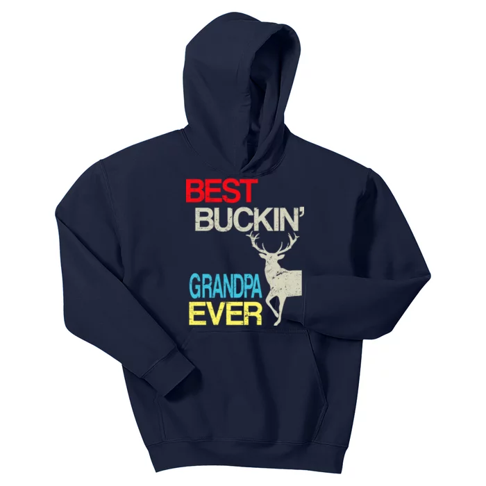 Vintage Best Buckin Grandpa Hunting Kids Hoodie