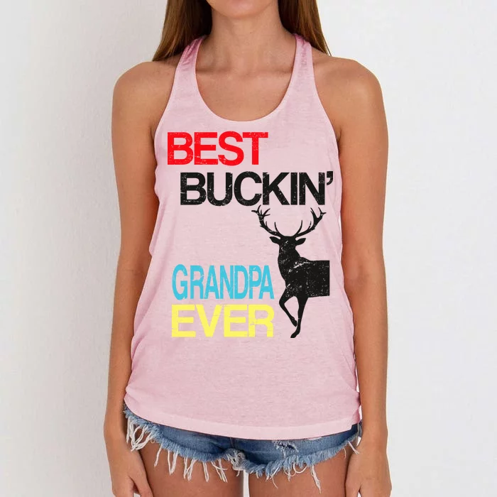 Vintage Best Buckin Grandpa Hunting Women's Knotted Racerback Tank