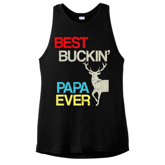 Vintage Best Buckin Papa Hunting Ladies Tri-Blend Wicking Tank