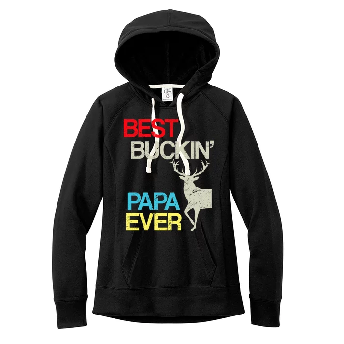 Vintage Best Buckin Papa Hunting Women's Fleece Hoodie