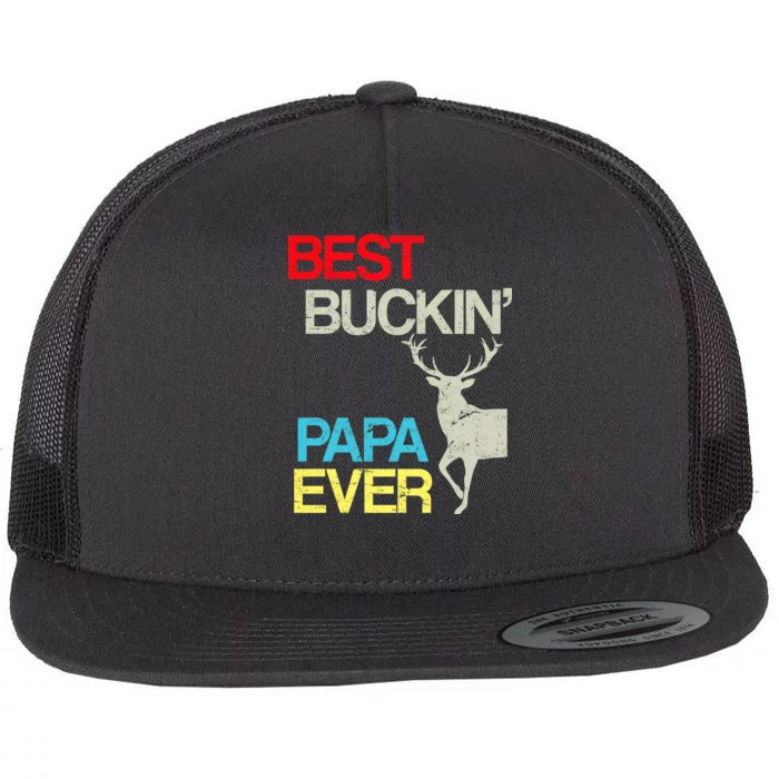 Vintage Best Buckin Papa Hunting Flat Bill Trucker Hat