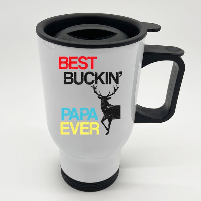 Vintage Best Buckin Papa Hunting Front & Back Stainless Steel Travel Mug