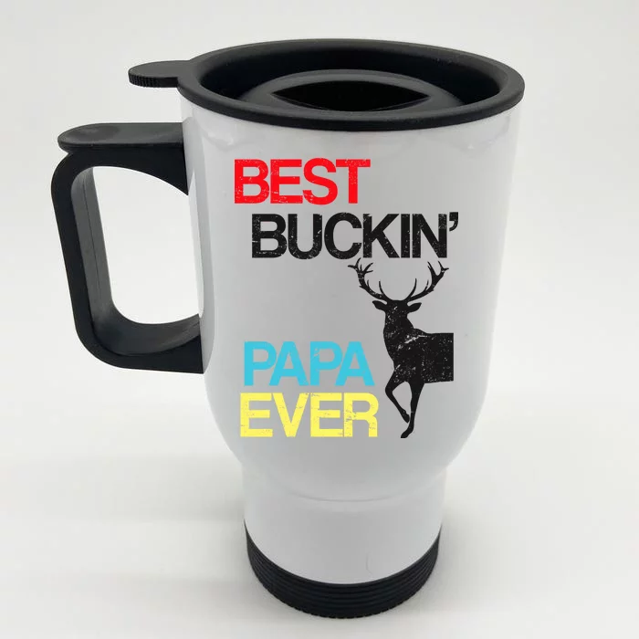 Vintage Best Buckin Papa Hunting Front & Back Stainless Steel Travel Mug