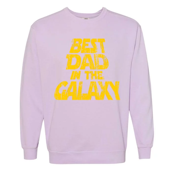 Vintage Best Dad In The Galaxy Garment-Dyed Sweatshirt