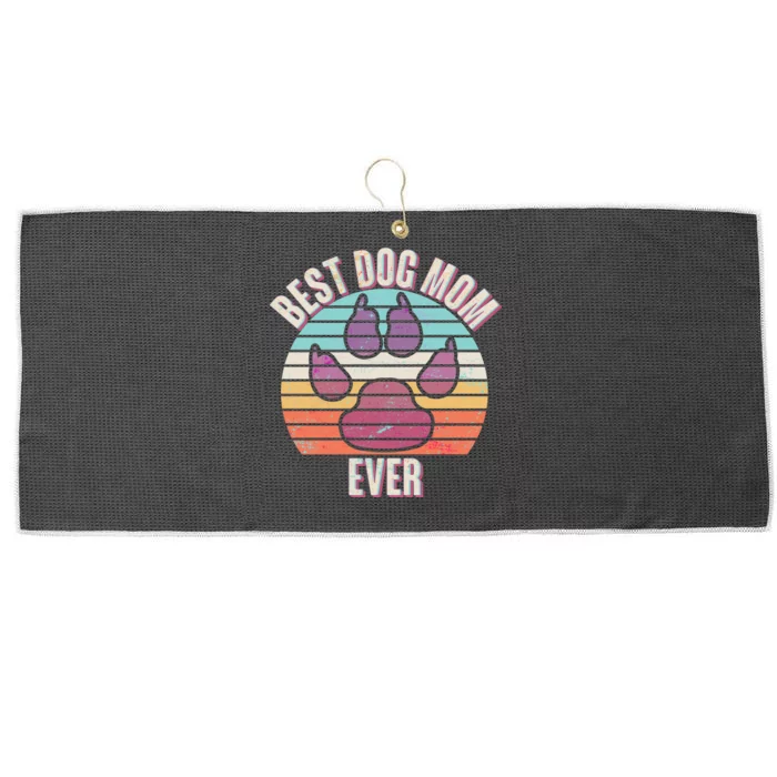 Vintage Best Dog Mom Ever Large Microfiber Waffle Golf Towel