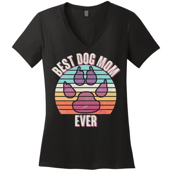 Vintage Best Dog Mom Ever Women's V-Neck T-Shirt