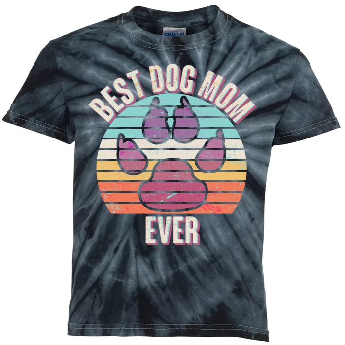 Vintage Best Dog Mom Ever Kids Tie-Dye T-Shirt