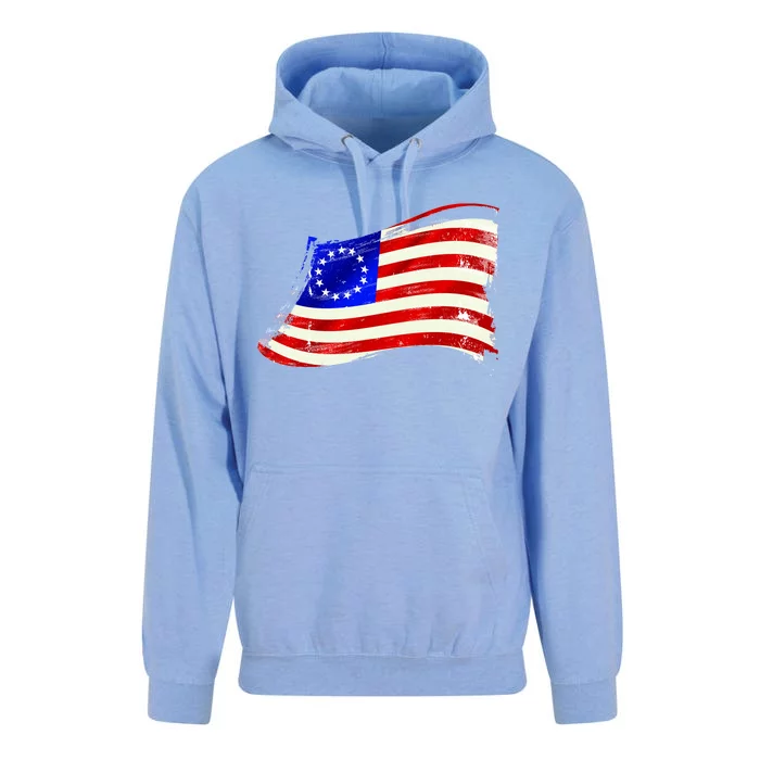 Vintage Betsy Ross 4th Of July American Waving Flag Unisex Surf Hoodie