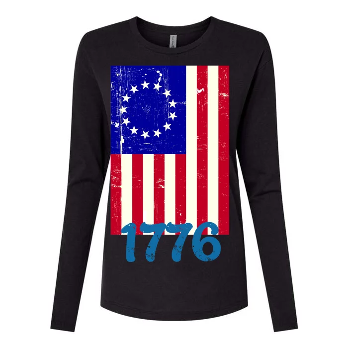 Vintage Betsy Ross American Flag Womens Cotton Relaxed Long Sleeve T-Shirt