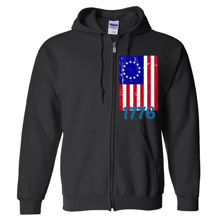 Vintage Betsy Ross American Flag Full Zip Hoodie