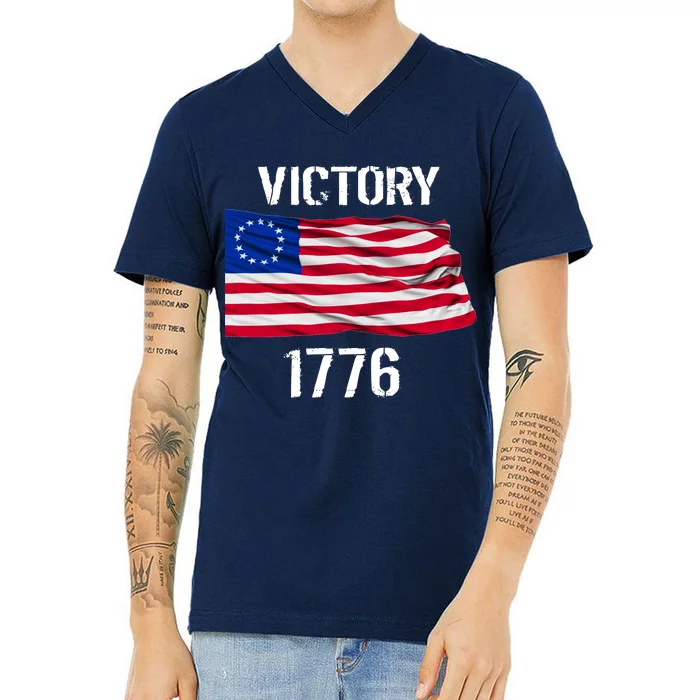 Vintage Betsy Ross American Flag 1776 V-Neck T-Shirt