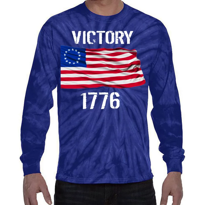 Vintage Betsy Ross American Flag 1776 Tie-Dye Long Sleeve Shirt