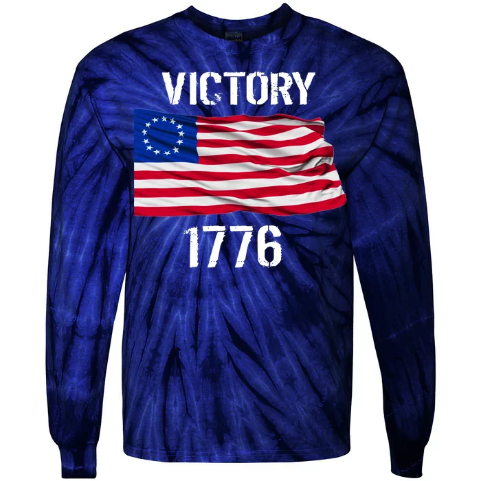 Vintage Betsy Ross American Flag 1776 Tie-Dye Long Sleeve Shirt