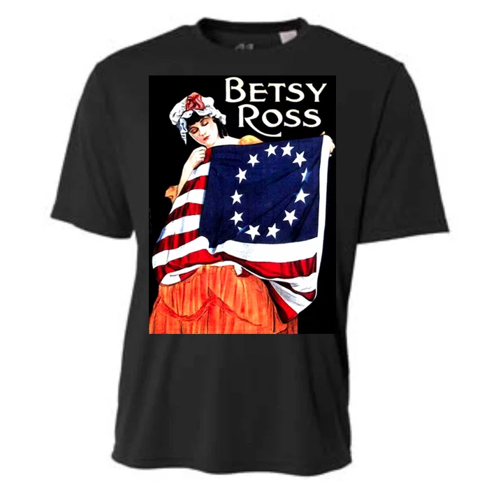 Vintage Betsy Ross American Flag 1776 Art Cooling Performance Crew T-Shirt