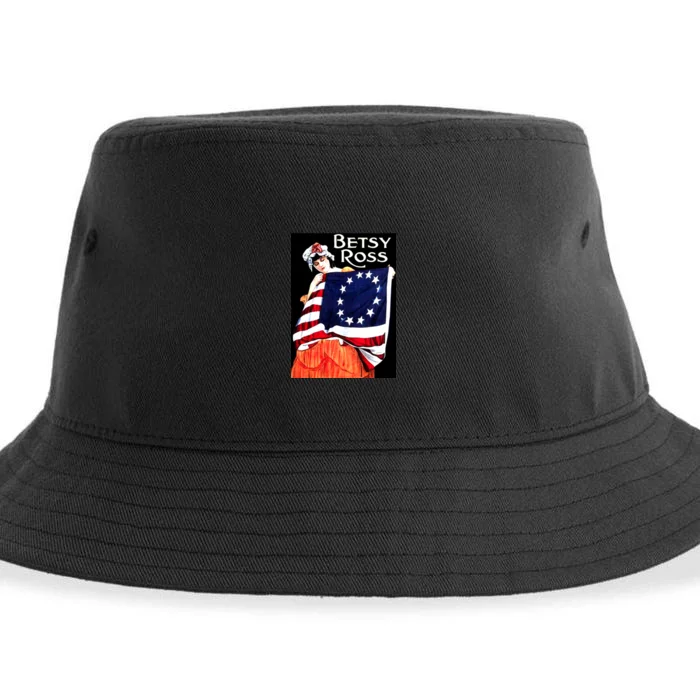 Vintage Betsy Ross American Flag 1776 Art Sustainable Bucket Hat