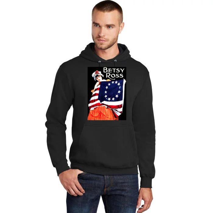 Vintage Betsy Ross American Flag 1776 Art Tall Hoodie