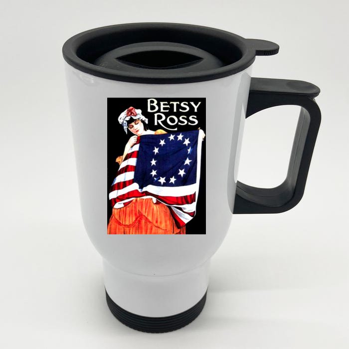 Vintage Betsy Ross American Flag 1776 Art Front & Back Stainless Steel Travel Mug