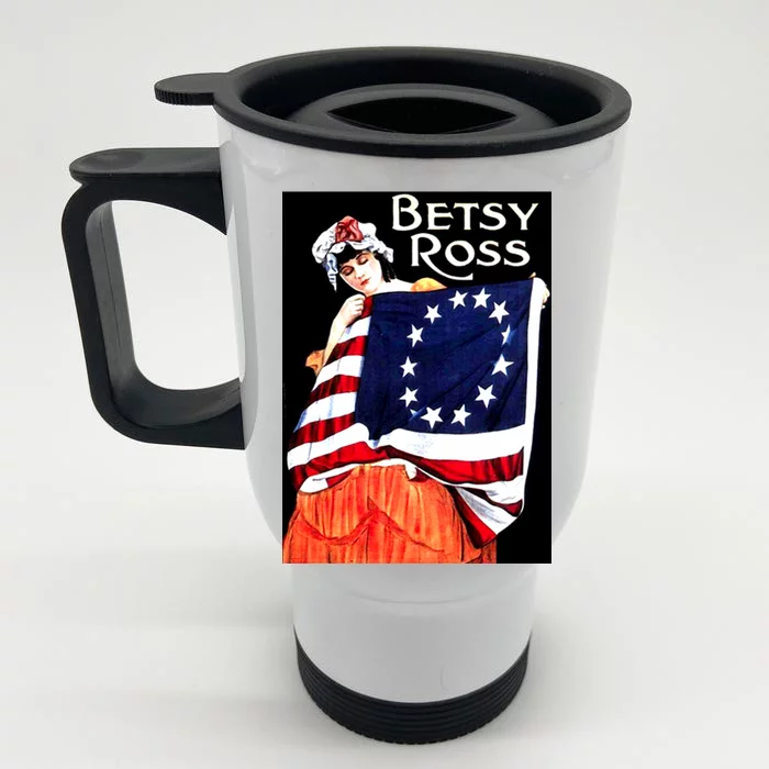 Vintage Betsy Ross American Flag 1776 Art Front & Back Stainless Steel Travel Mug