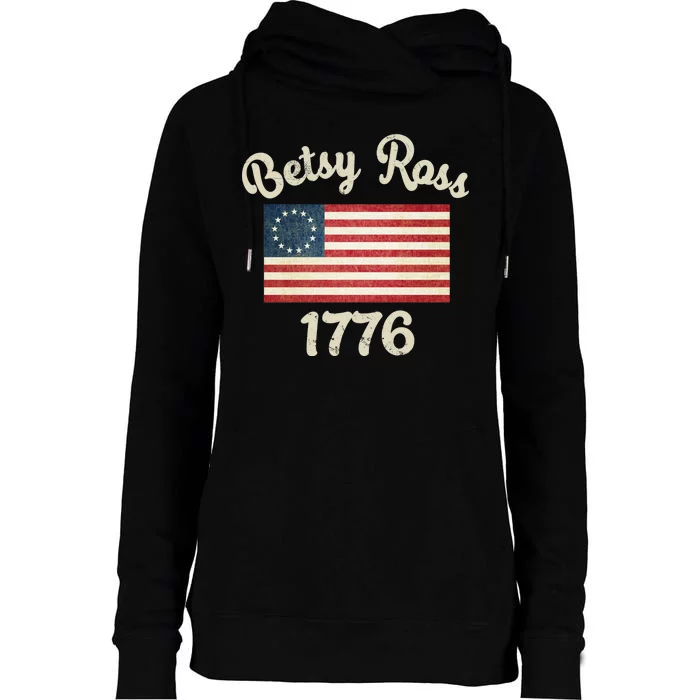 Vintage Betsy Ross Flag 1776 Womens Funnel Neck Pullover Hood