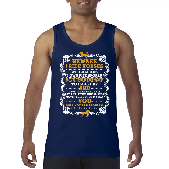 Vintage Beware I Ride Horses Tank Top