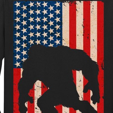 Vintage Bigfoot American Flag Long Sleeve Shirt