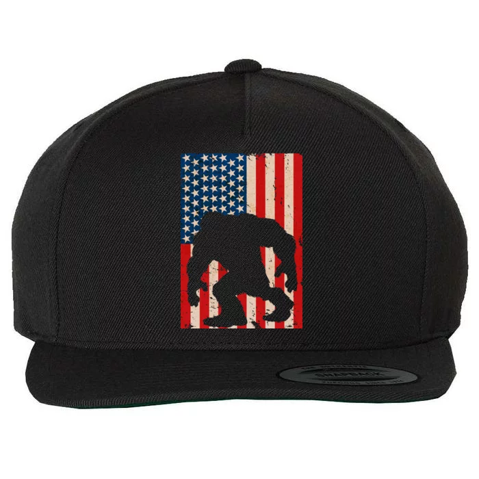 Vintage Bigfoot American Flag Wool Snapback Cap