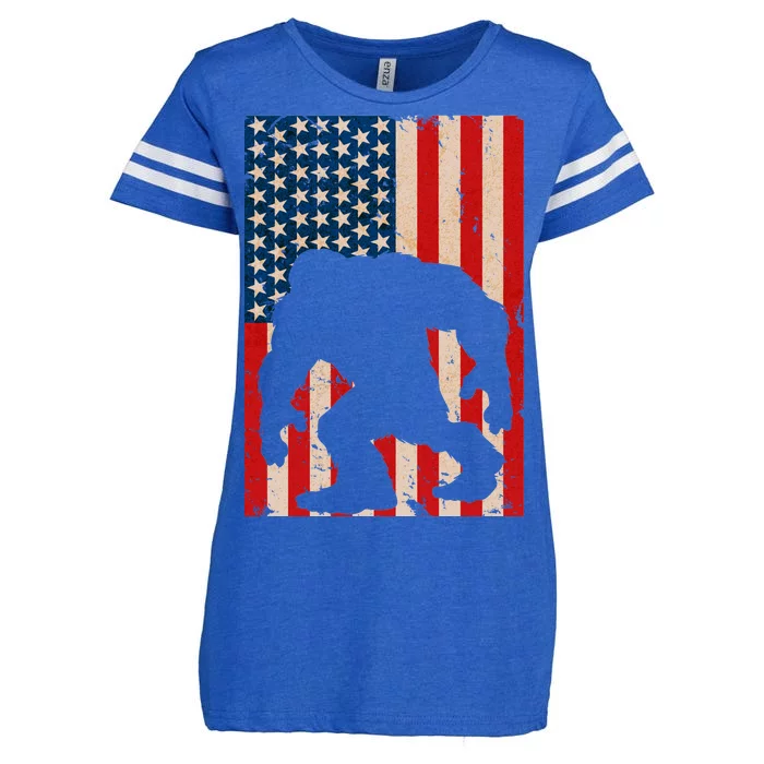 Vintage Bigfoot American Flag Enza Ladies Jersey Football T-Shirt