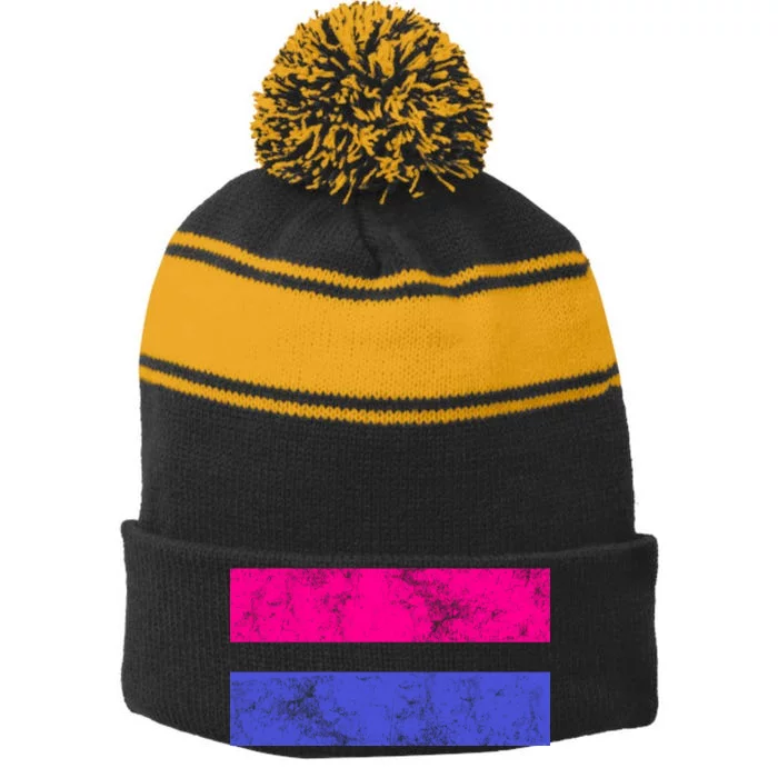 Vintage Bisexual Flag Bi Pride Flag Stripe Pom Pom Beanie