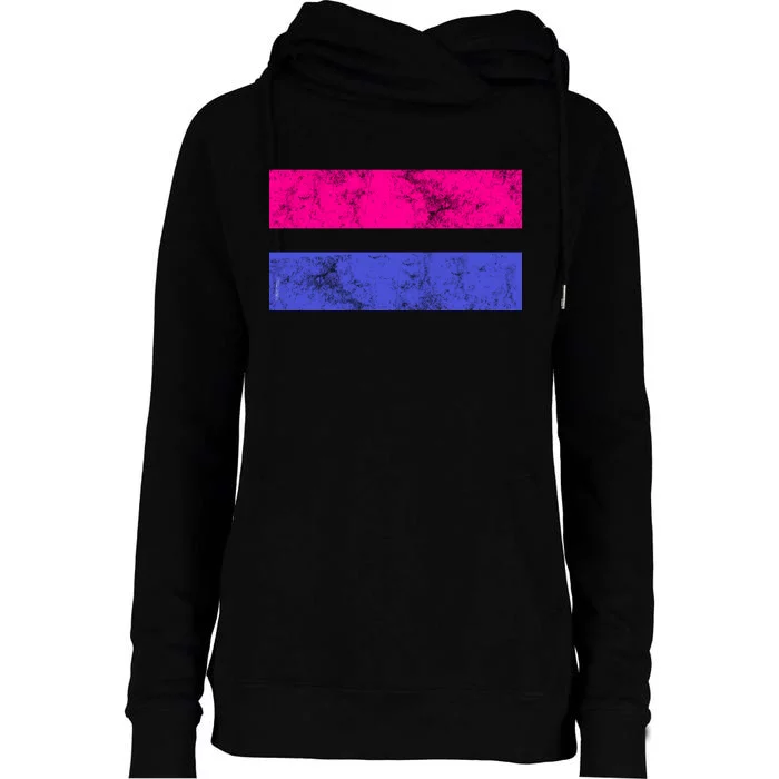 Vintage Bisexual Flag Bi Pride Flag Womens Funnel Neck Pullover Hood