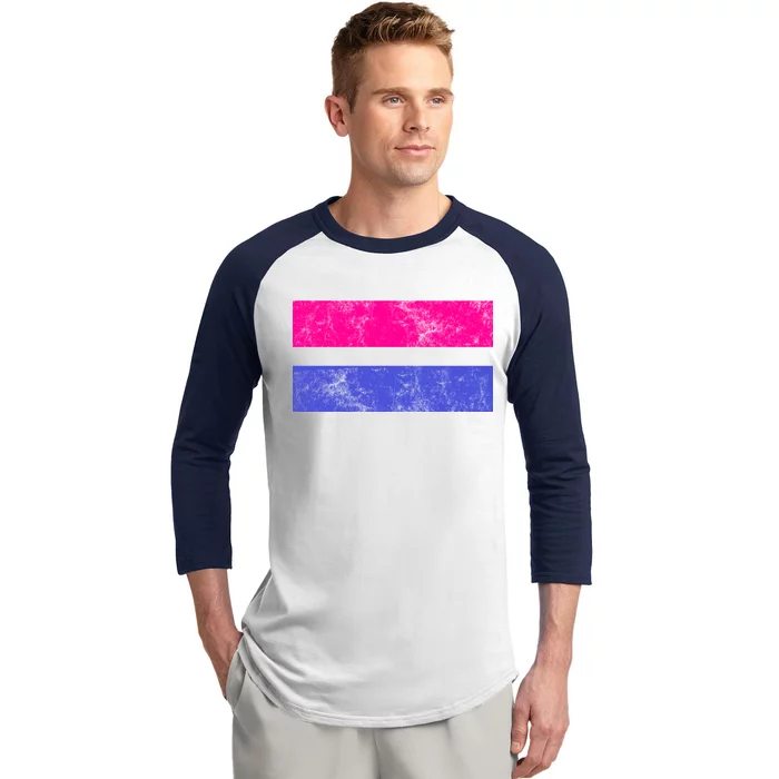 Vintage Bisexual Flag Bi Pride Flag Baseball Sleeve Shirt