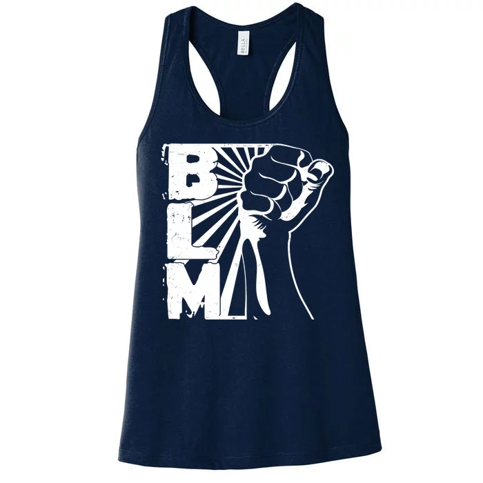 Vintage BLM Black Lives Matter Fist Women's Racerback Tank