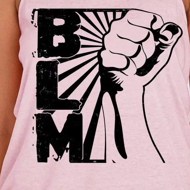 Vintage BLM Black Lives Matter Fist Women's Knotted Racerback Tank