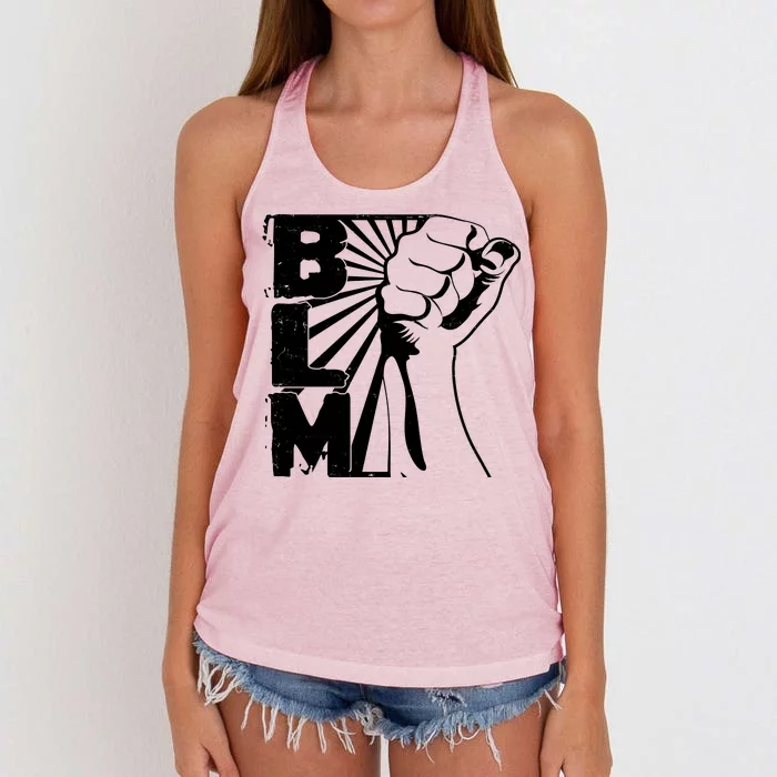 Vintage BLM Black Lives Matter Fist Women's Knotted Racerback Tank