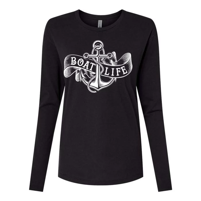 Vintage Boat Life Tattoo Womens Cotton Relaxed Long Sleeve T-Shirt