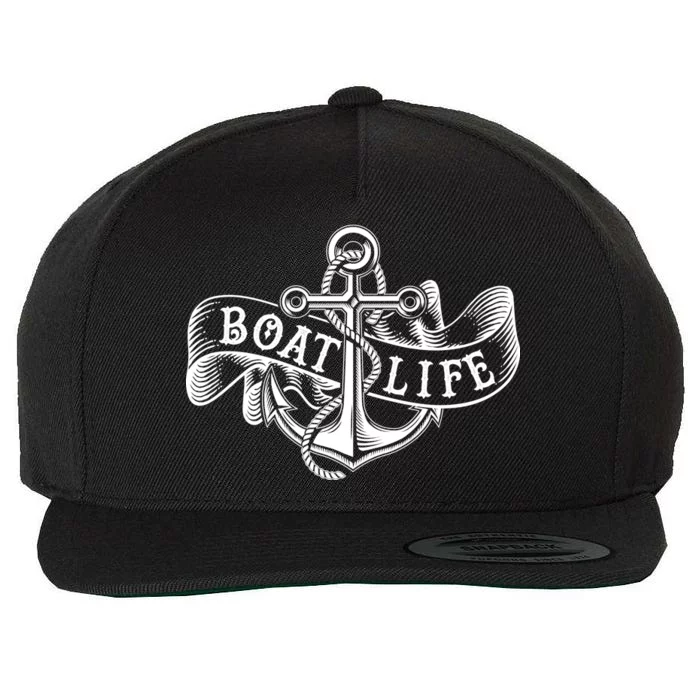 Vintage Boat Life Tattoo Wool Snapback Cap