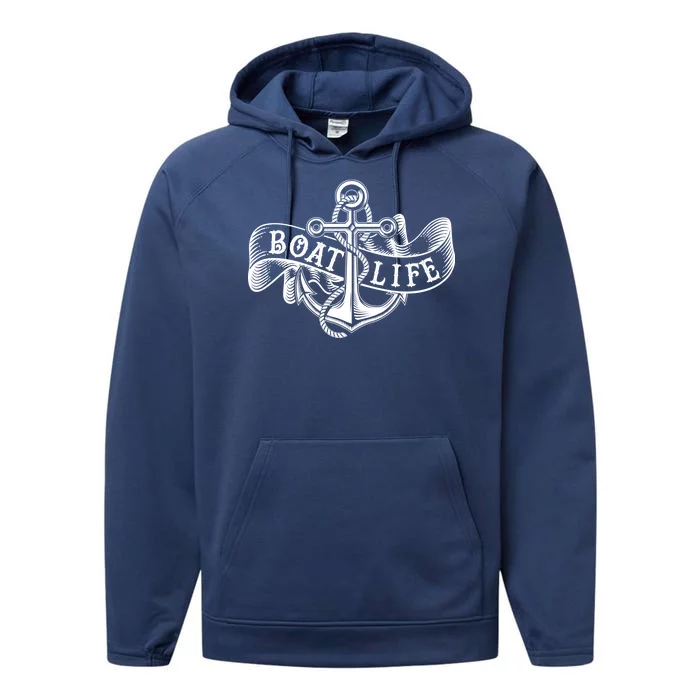 Vintage Boat Life Tattoo Performance Fleece Hoodie