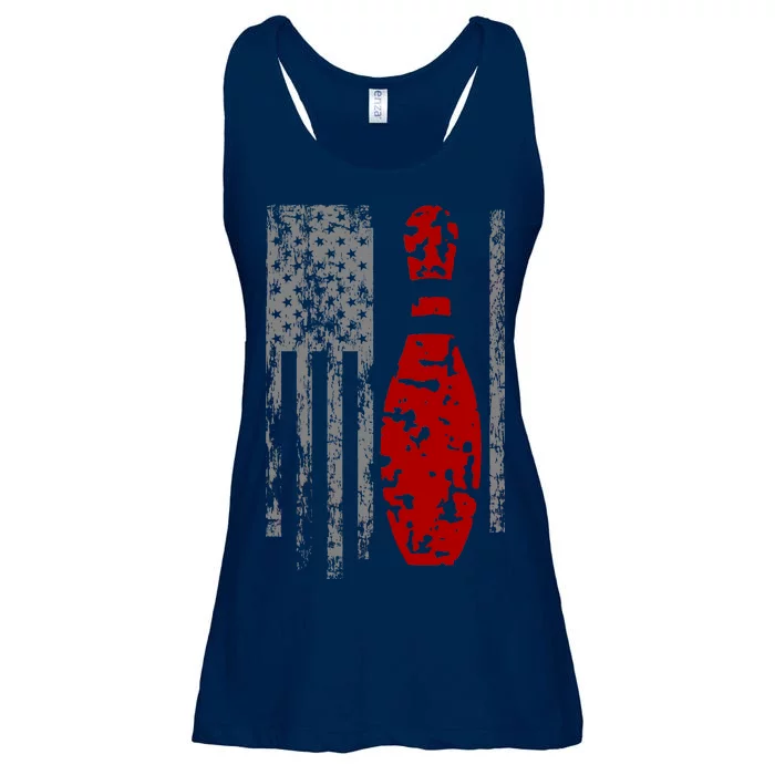 Vintage Bowling American Flag Ladies Essential Flowy Tank