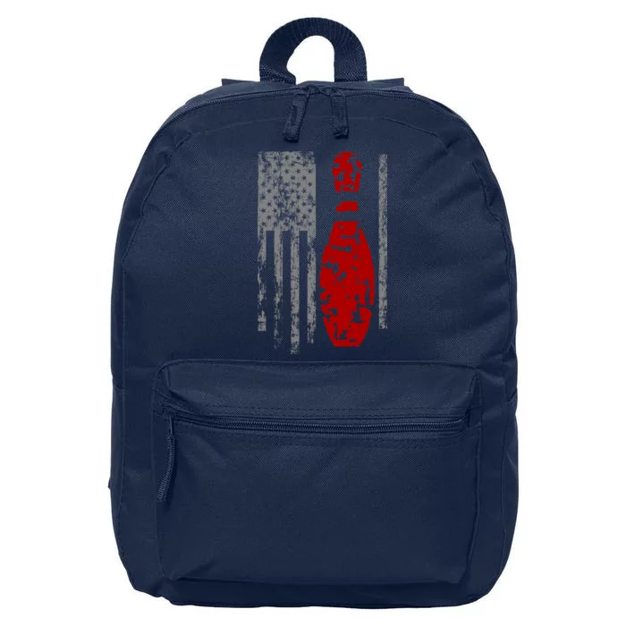 Vintage Bowling American Flag 16 in Basic Backpack