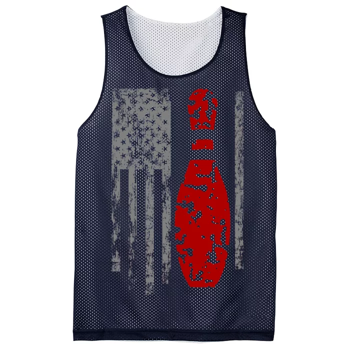 Vintage Bowling American Flag Mesh Reversible Basketball Jersey Tank