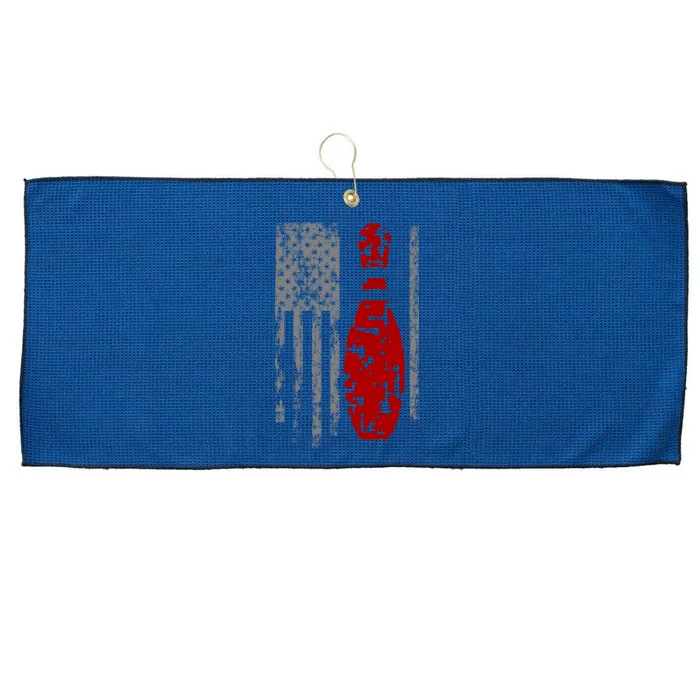 Vintage Bowling American Flag Large Microfiber Waffle Golf Towel