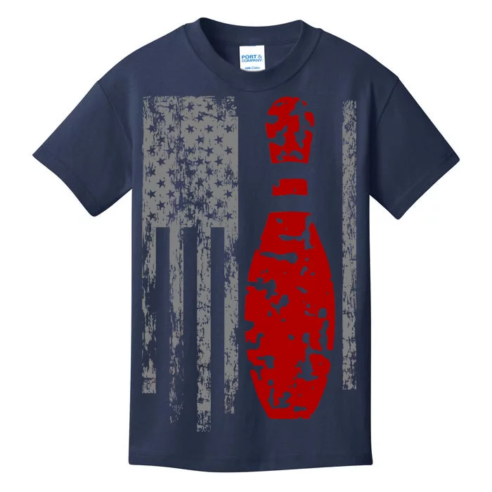 Vintage Bowling American Flag Kids T-Shirt