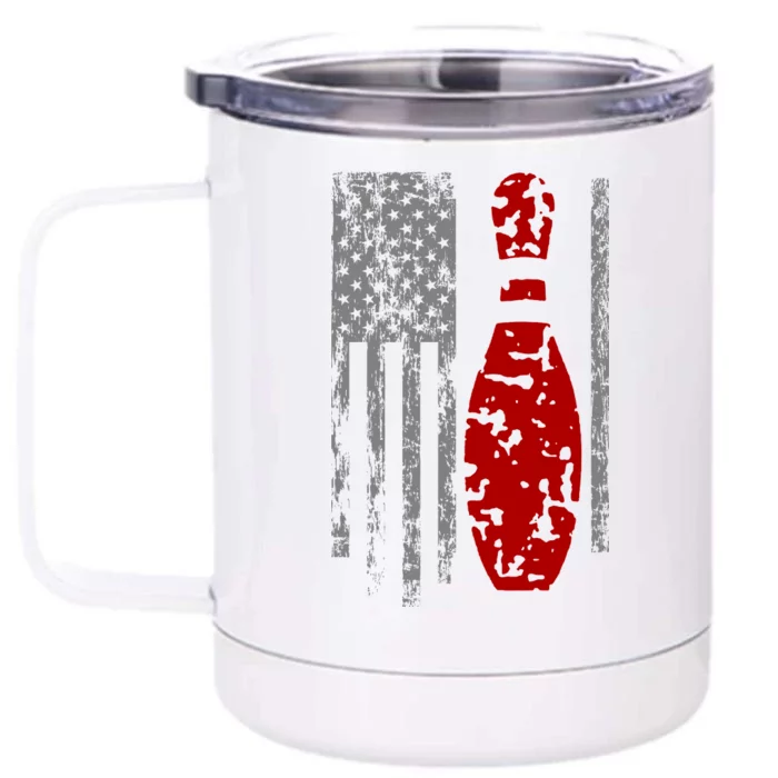 Vintage Bowling American Flag Front & Back 12oz Stainless Steel Tumbler Cup