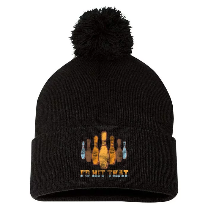 Vintage Bowling I'd Hit That Pom Pom 12in Knit Beanie