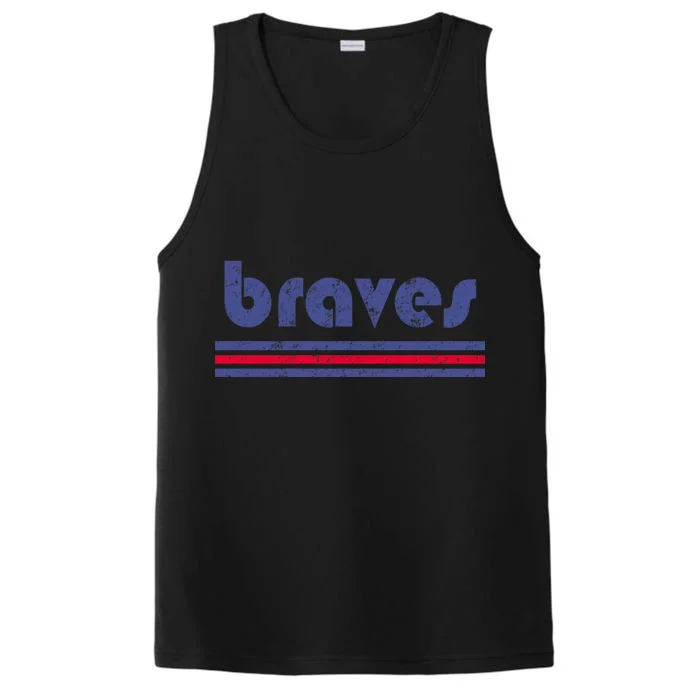 Vintage Braves Retro Three Stripe Weathered Performance Tank