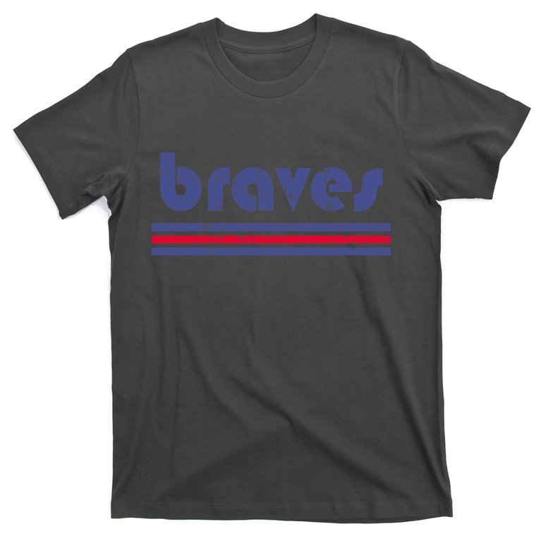 Vintage Braves Retro Three Stripe Weathered T-Shirt