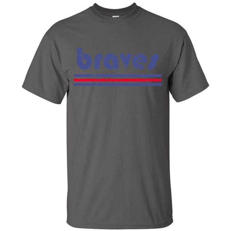 Vintage Braves Retro Three Stripe Weathered Tall T-Shirt