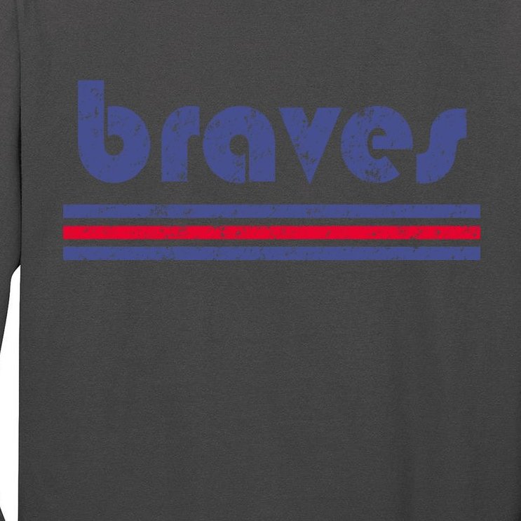 Vintage Braves Retro Three Stripe Weathered Tall Long Sleeve T-Shirt