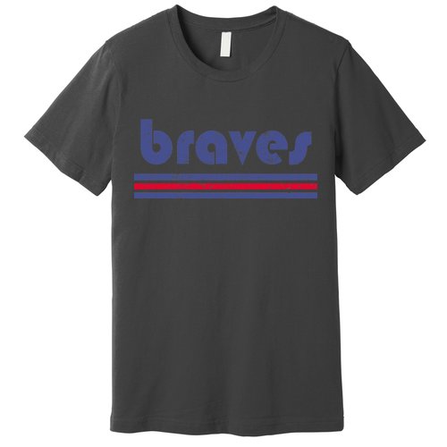 Vintage Braves Retro Three Stripe Weathered Premium T-Shirt