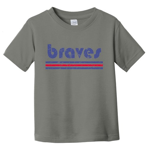 Vintage Braves Retro Three Stripe Weathered Toddler T-Shirt