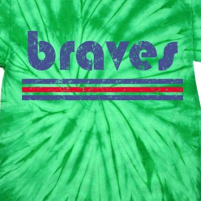 Vintage Braves Retro Three Stripe Weathered Tie-Dye T-Shirt